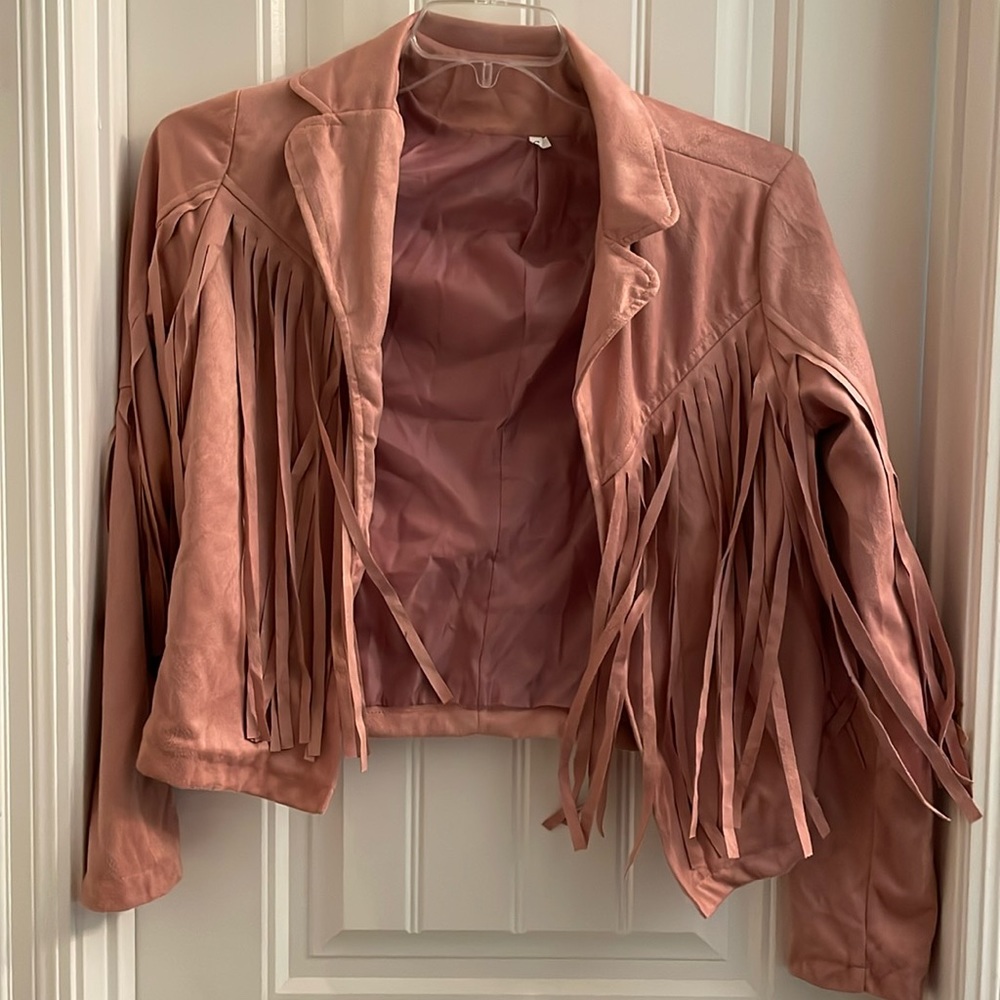 Suede tan jacket with frills
